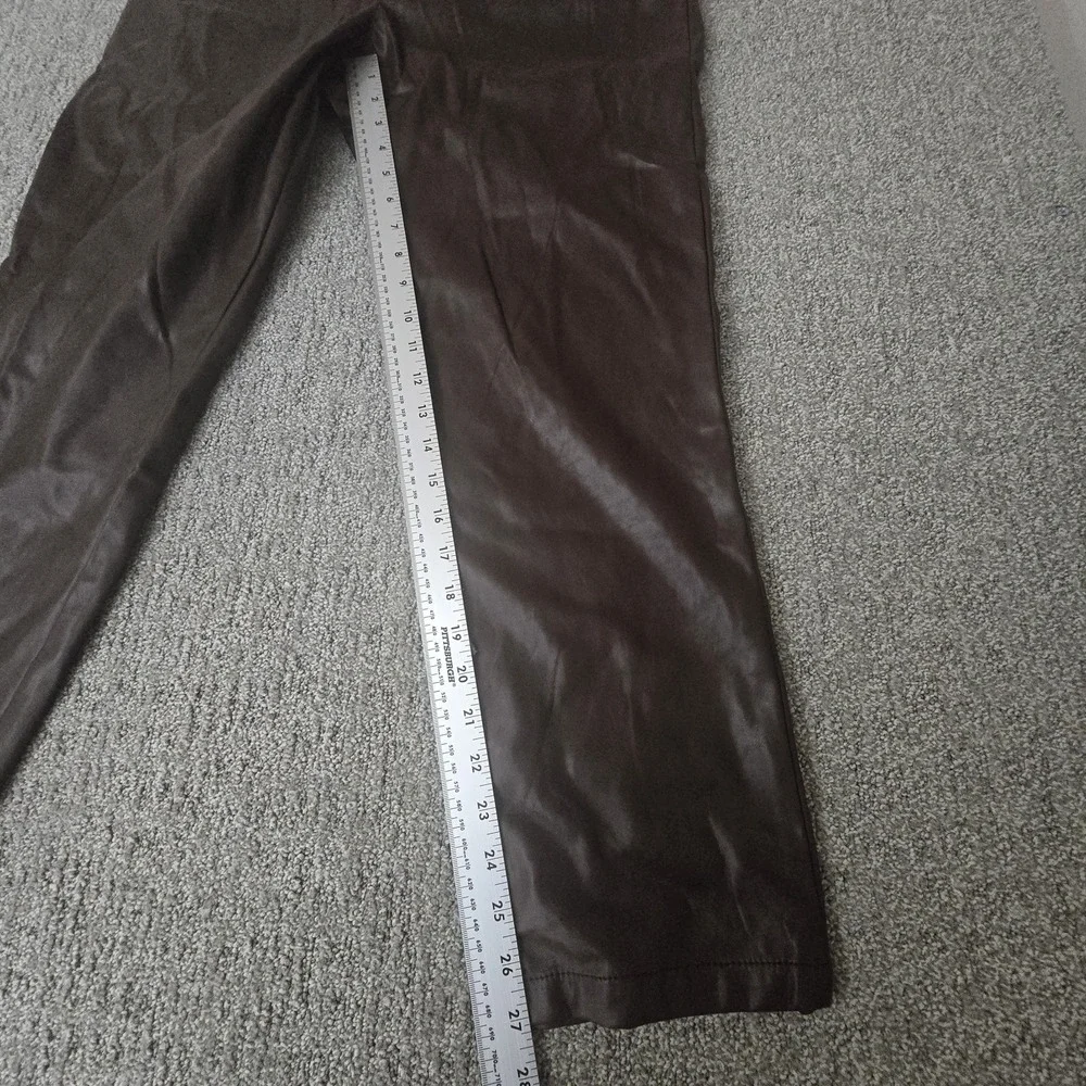 Kut from the Kloth Alanna Faux Leather Pants Brown Pleather Elastic Waist Size L